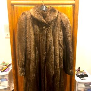 Natural Long Haired Beaver Fur Coat